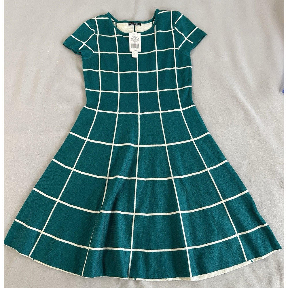 My Michelle Girls Green‎ & White Plaid Short Sleeve Dress Sz XXL Girls NWT - Picture 3 of 11